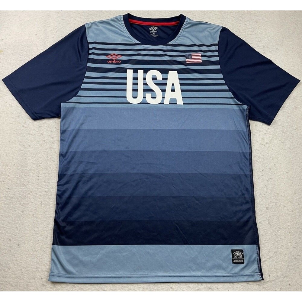 Umbro USA Soccer Men's Size XL Navy Gradient Blue White Striped Jersey 2016